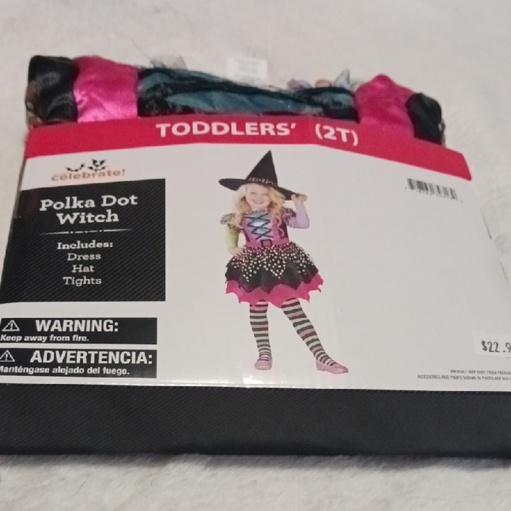 Polka Dot Witch Costume for Toddlers - Pink and Black